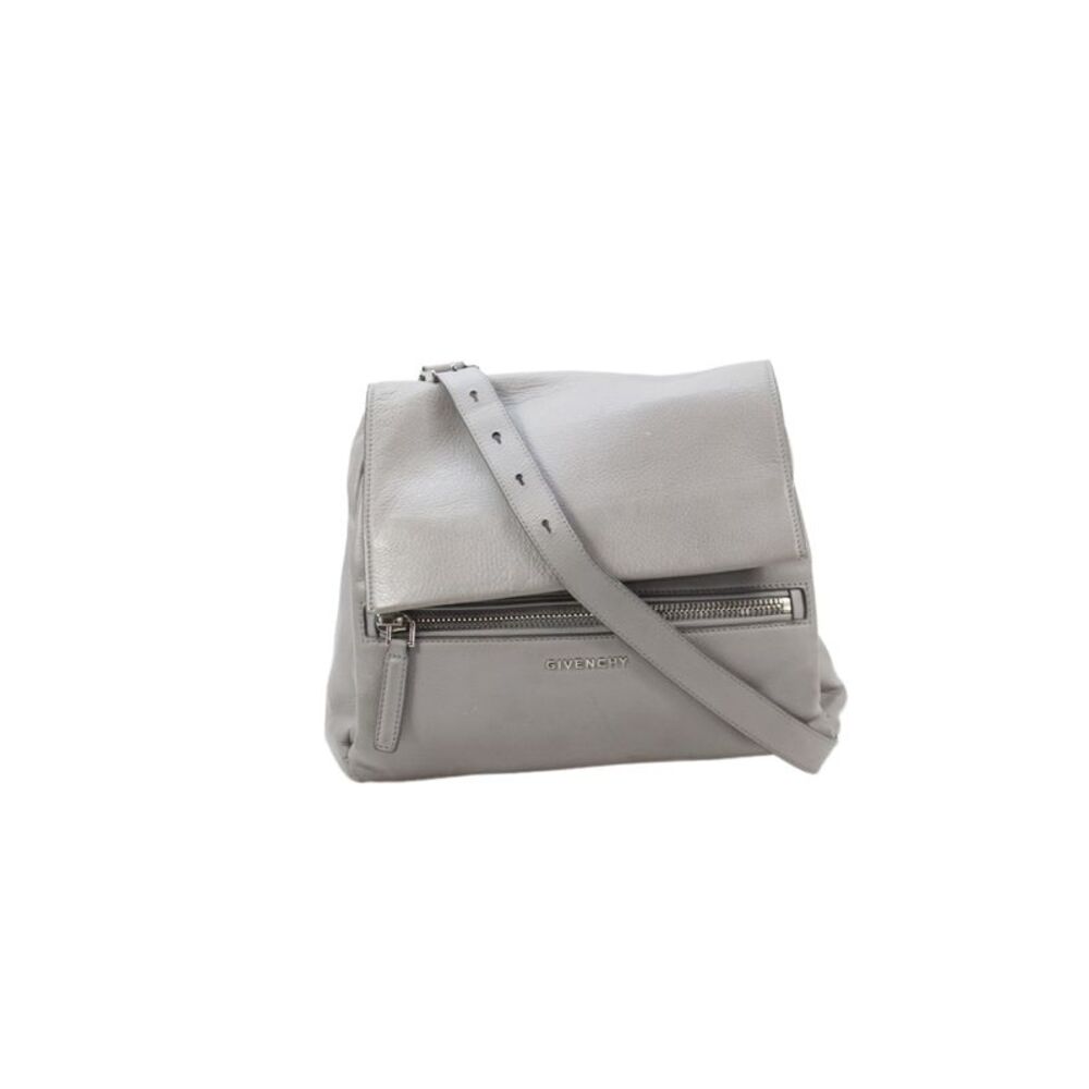 Givenchy Womens Leather Flap Zip Detail Top Handle Crossbody Handbag Gray